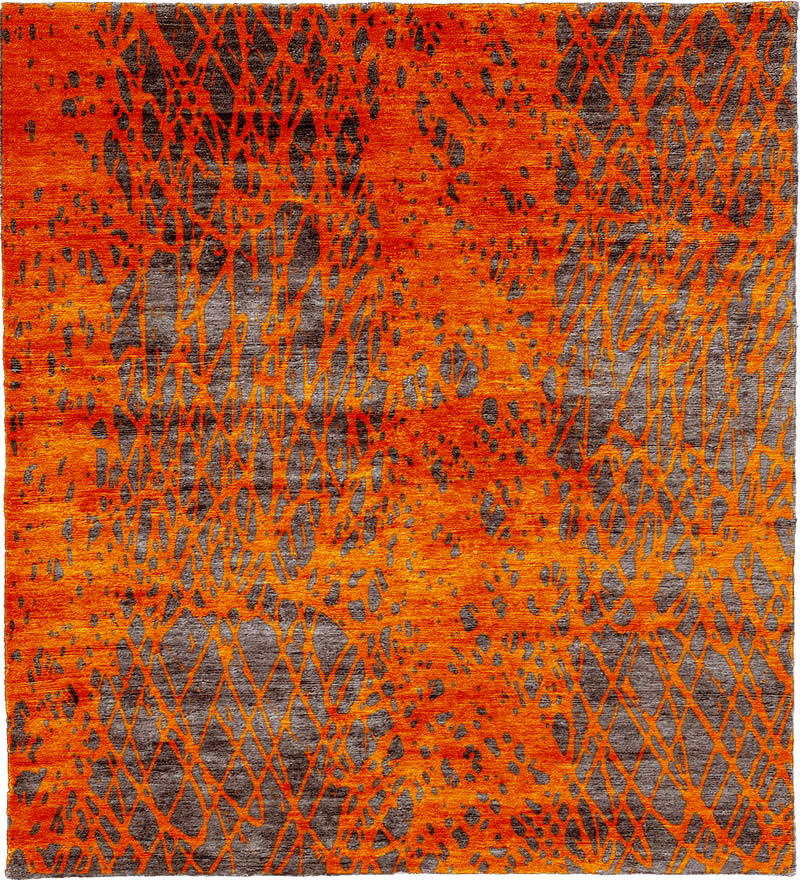 现代风格橘紫灰色抽象图案地毯贴图-高端定制