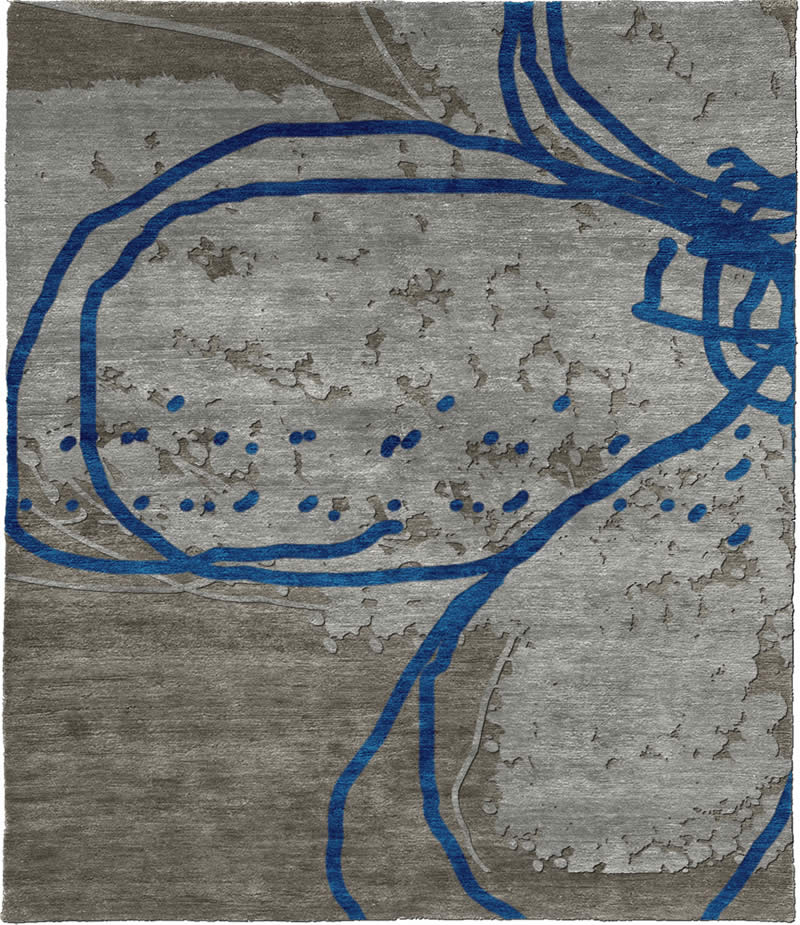 现代风格浅灰蓝色简单抽象图案地毯贴图-高端定制