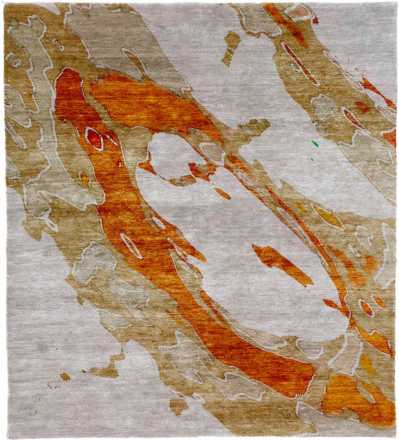现代风格浅橘灰色抽象图案地毯贴图-高端定制