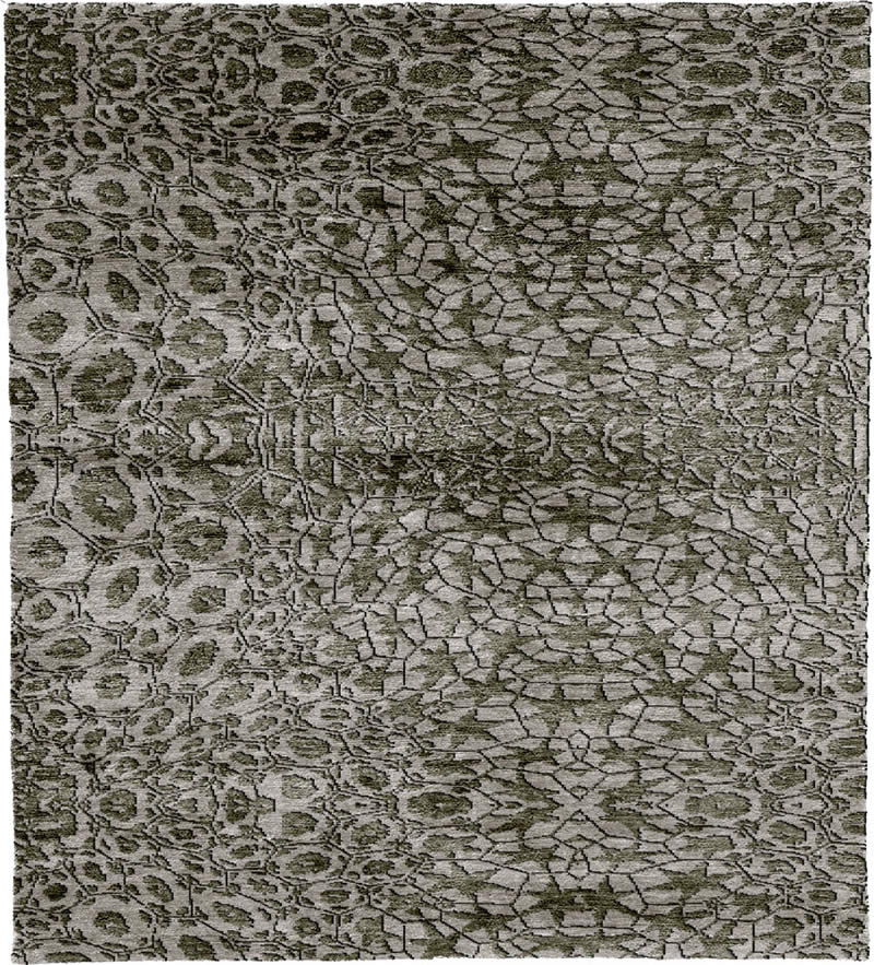 现代风格灰绿色几何抽象图案地毯贴图-高端定制