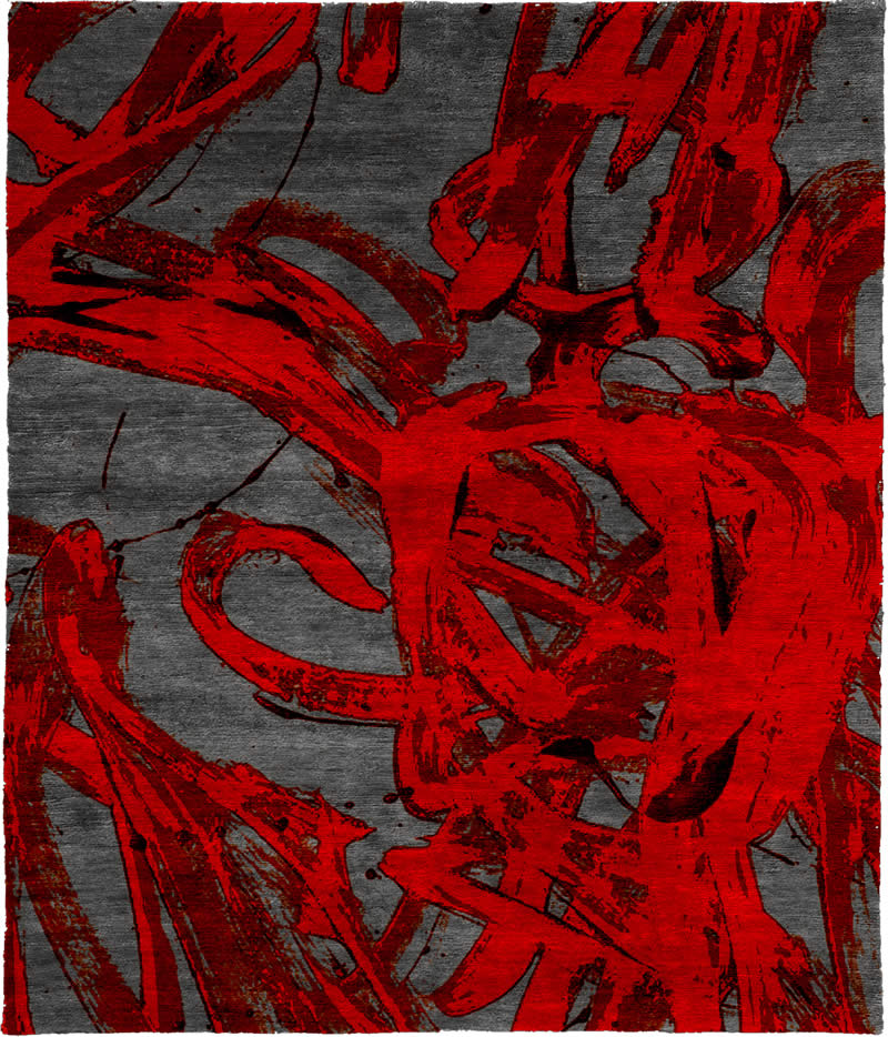 现代风格红灰色抽象纹理图案地毯贴图-高端定制