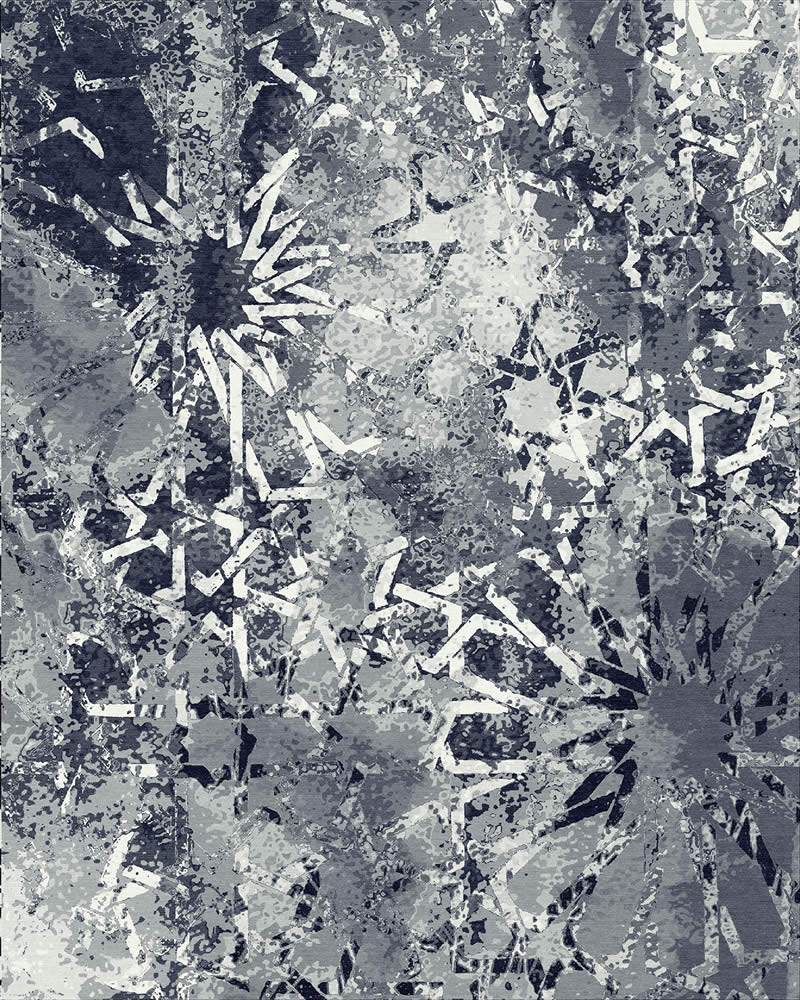现代美式灰蓝色几何抽象图案地毯贴图-高端定制