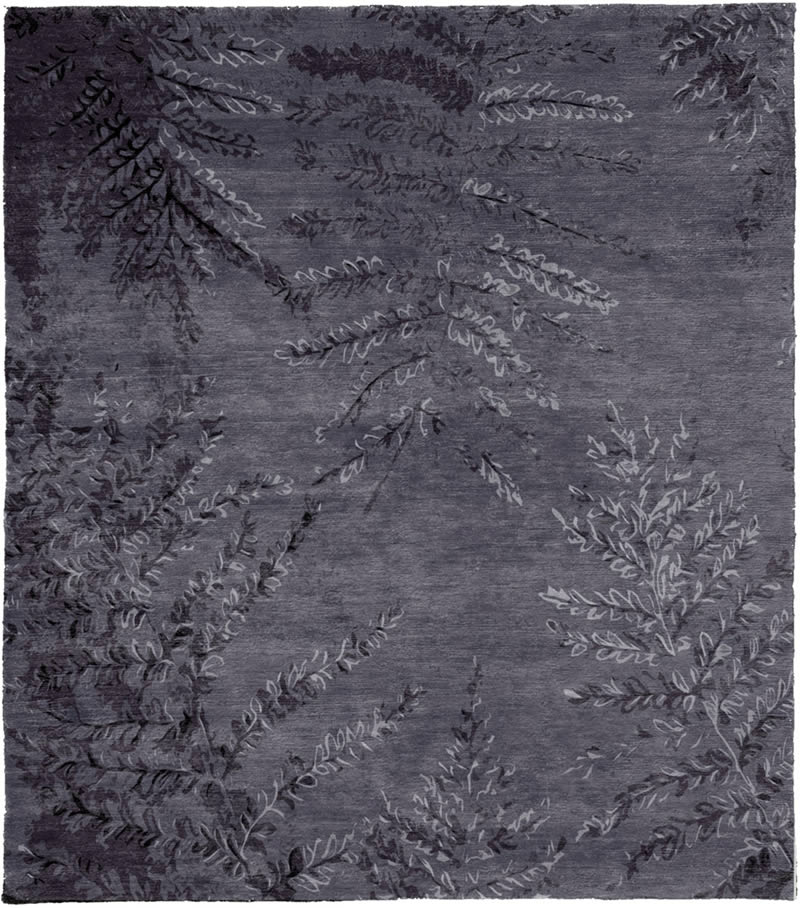 现代美式紫灰色树叶子图案地毯贴图