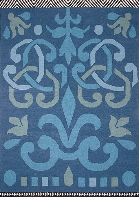 现代美式深蓝色简单花纹图案地毯贴图