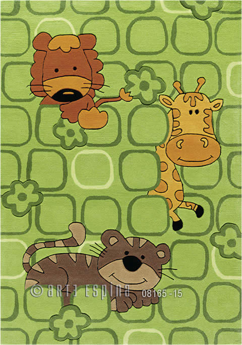 现代风格浅绿色狮子长劲鹿图案儿童地毯贴图
