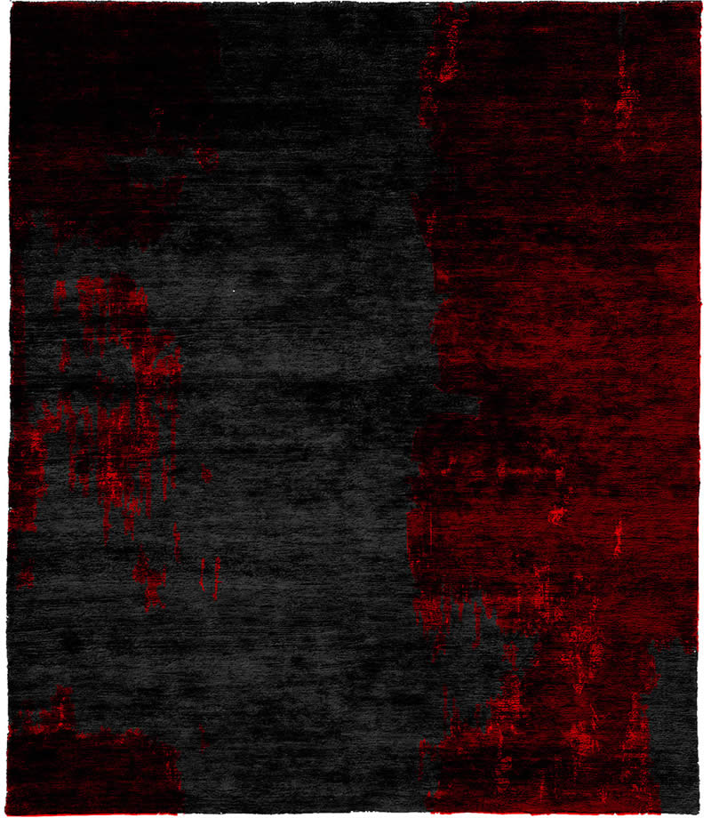 现代风格深墨色红色抽象图案地毯贴图-高端定制