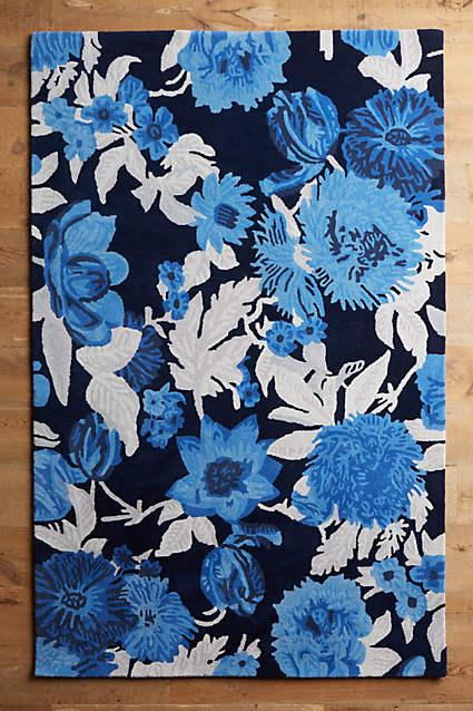 简欧风格蓝色花朵图案地毯贴图