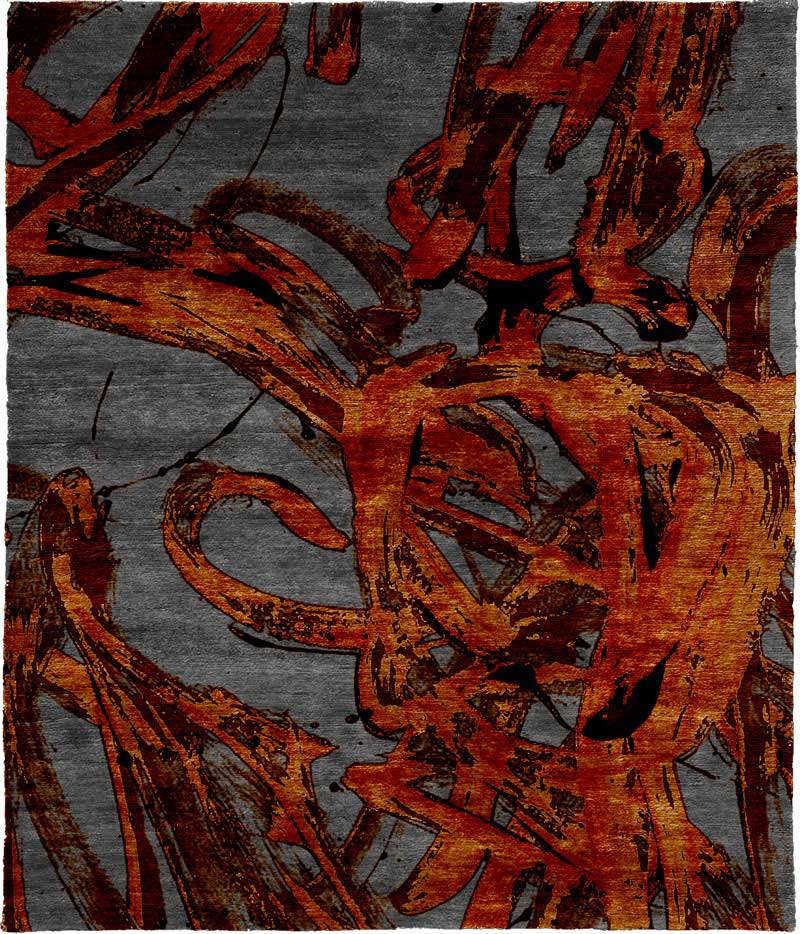 现代风格咖红色抽象纹理图案地毯贴图-高端定制