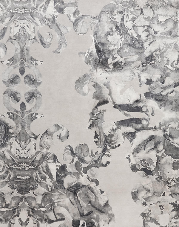 现代风格灰白色抽象花纹图案地毯贴图-高端定制