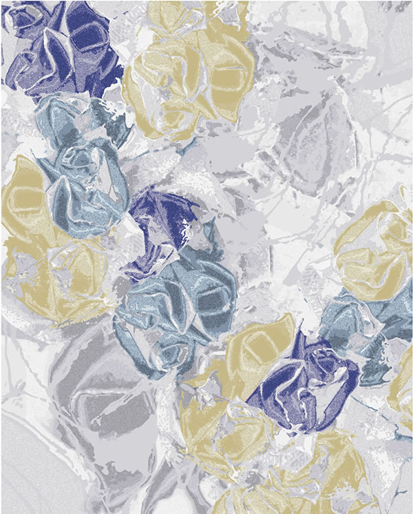 简欧风格灰蓝黄花纹图案地毯贴图-高端定制