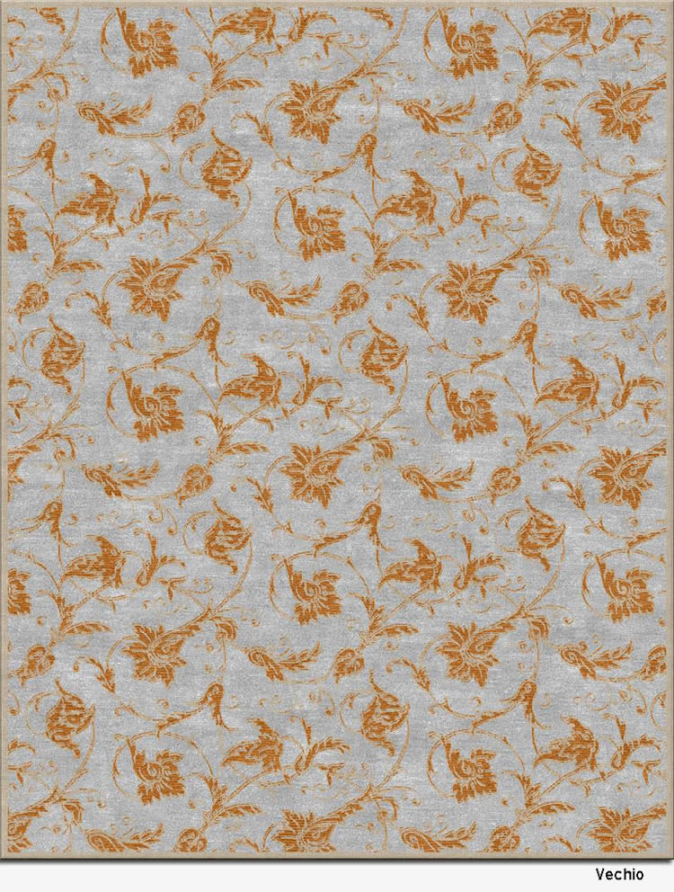 美式风格橘色花纹图案地毯贴图