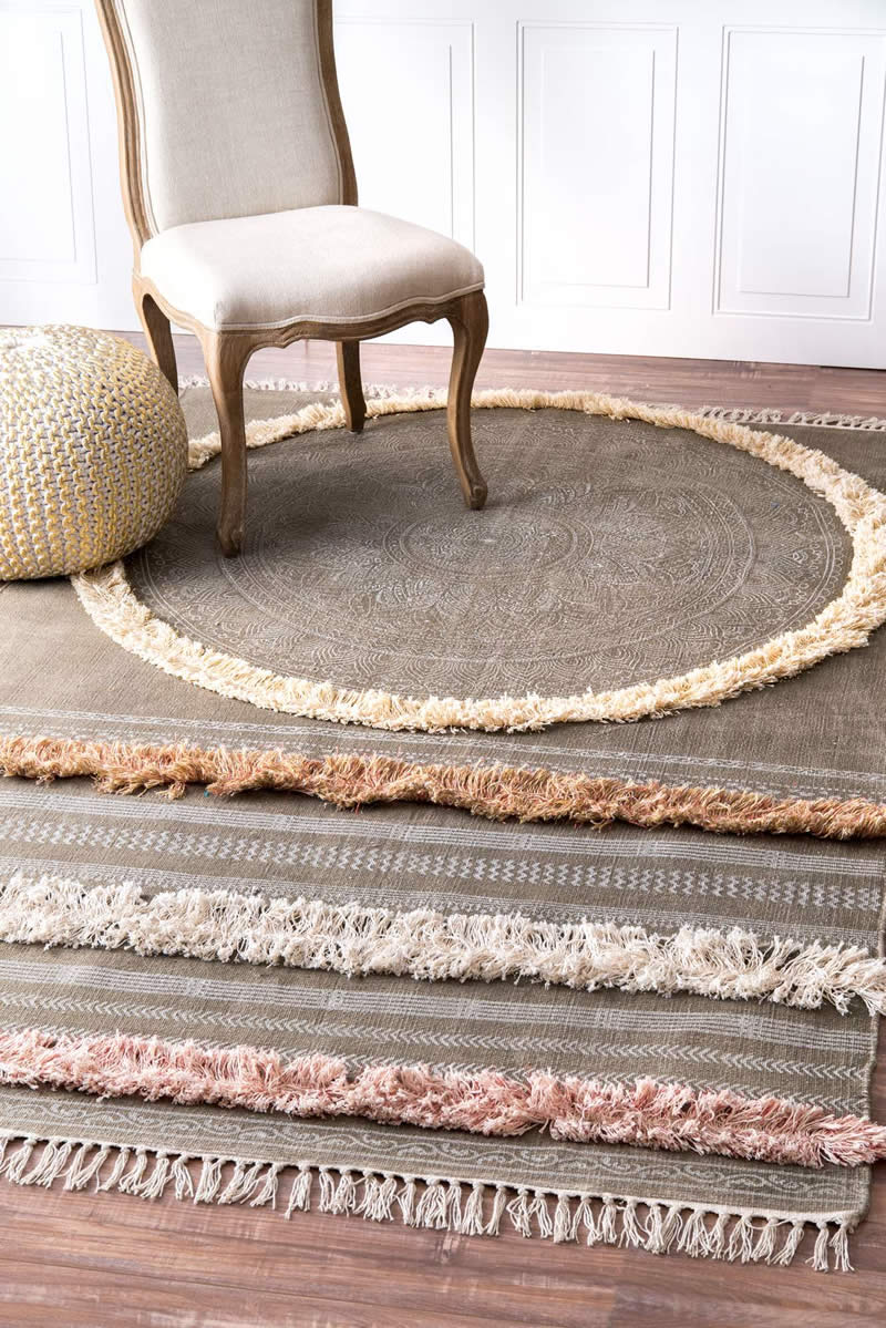 现代美式风格圆形花纹图案地毯贴图-高端定制