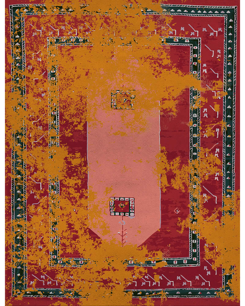 美式风格橘红色抽象图案地毯贴图