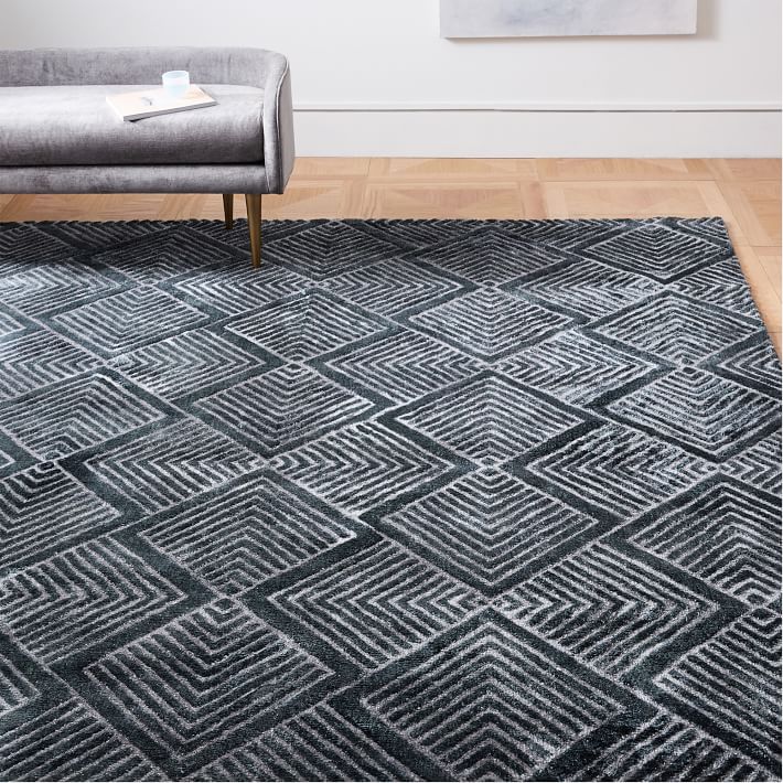 北欧风格黑灰色几何图形图案地毯贴图