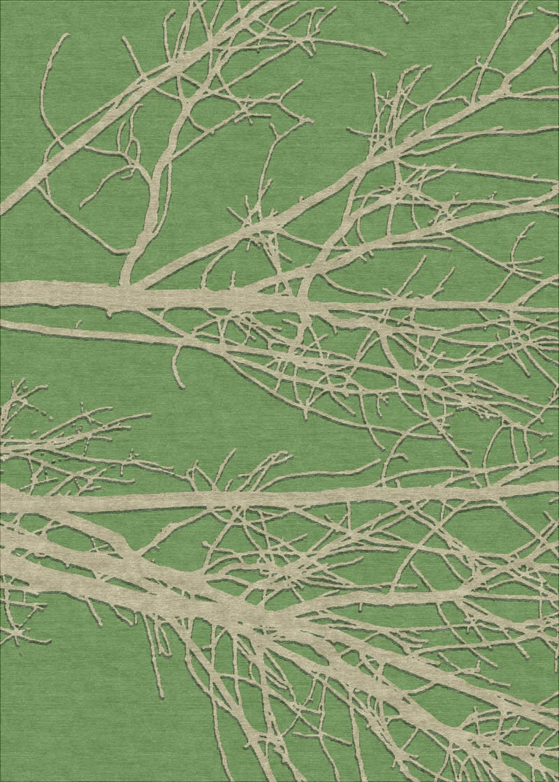 现代风格绿灰色树枝图案儿童地毯贴图