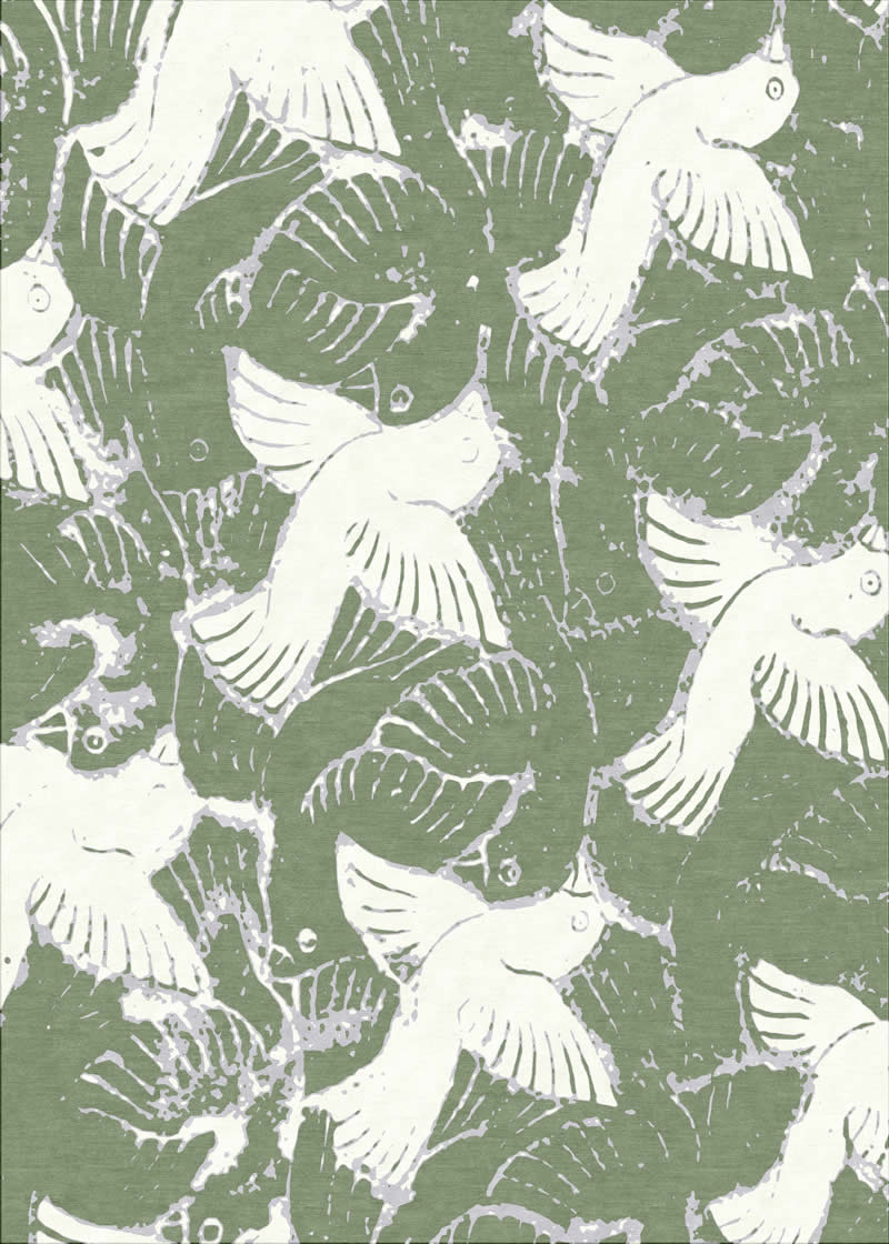 新中式和平鸽动物图案地毯贴图