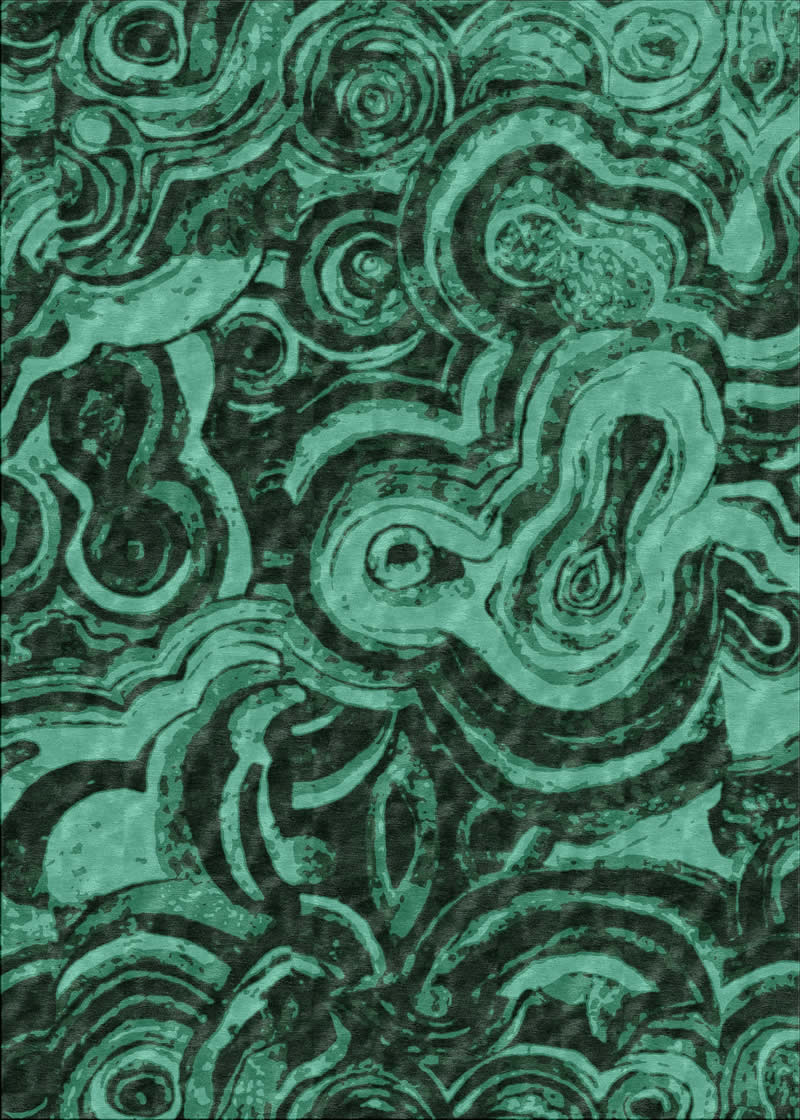 新中式深浅青绿色抽象纹理图案地毯贴图