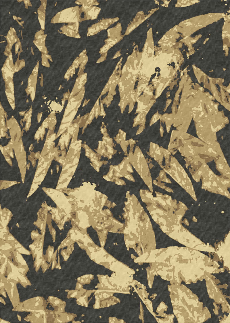 新中式金黄色叶子图案地毯贴图