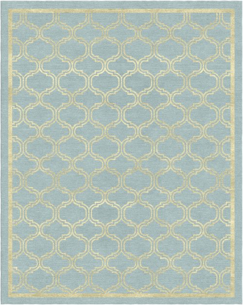 新中式浅蓝金色几何纹理图案地毯贴图