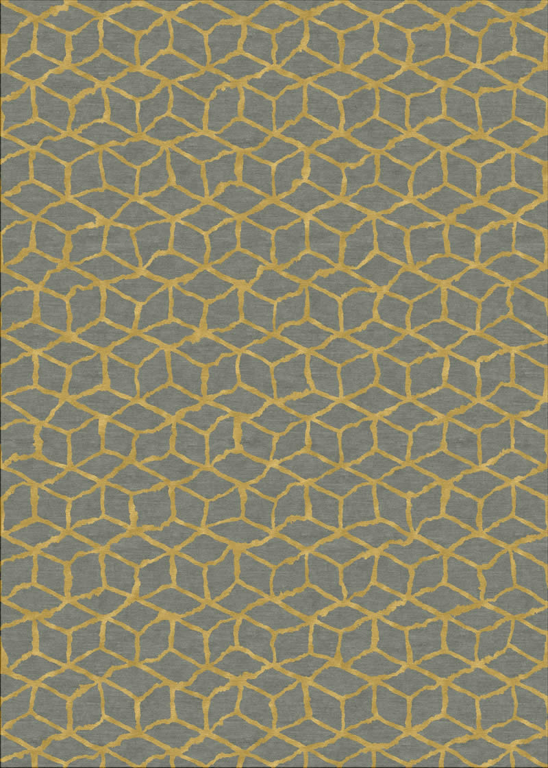 新中式灰金色几何线条图案地毯贴图