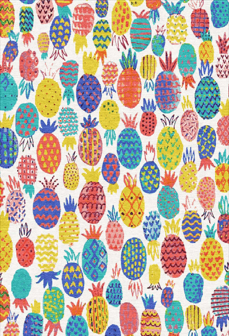 现代简约彩色菠萝图案地毯贴图