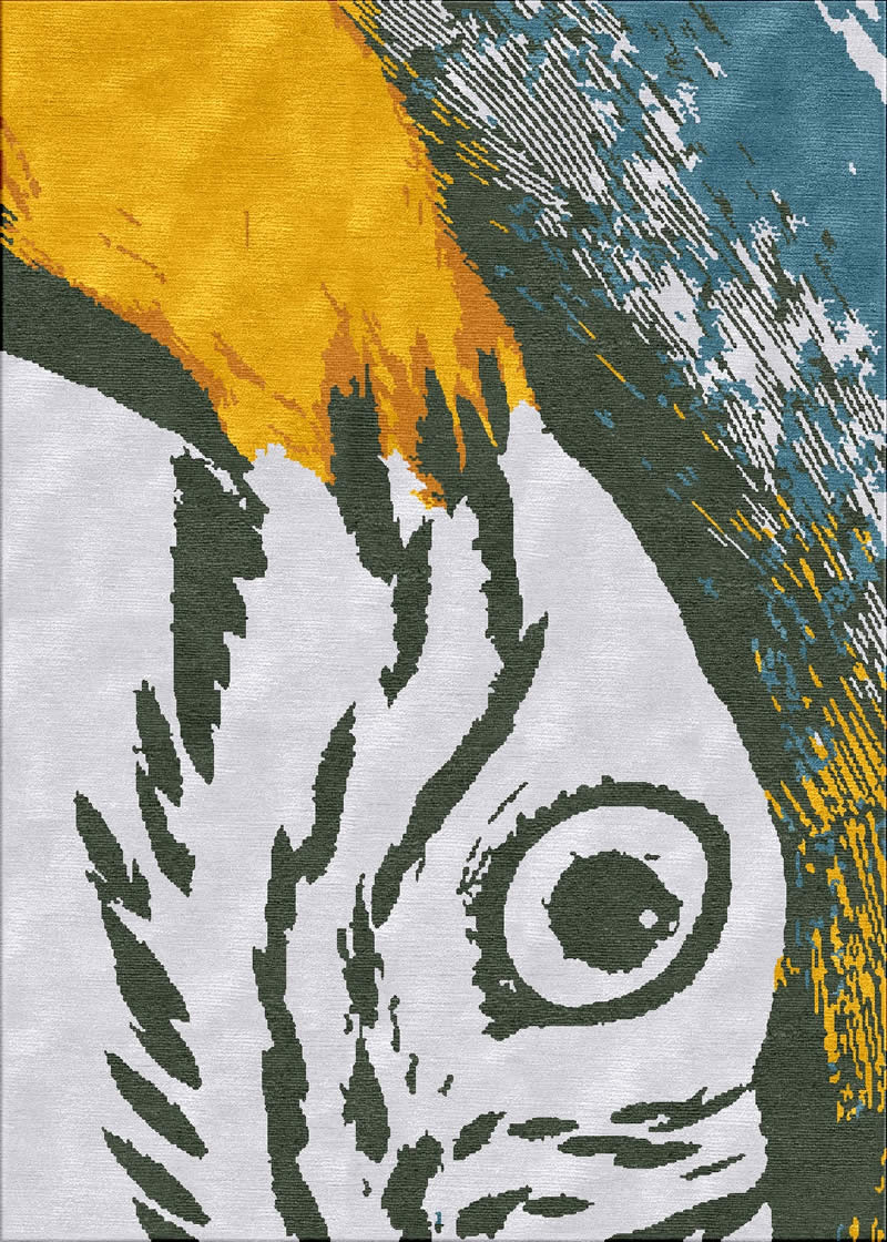 现代简约动物鹦鹉图案地毯贴图