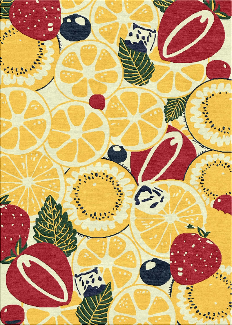 现代风格黄色水果图案地毯贴图
