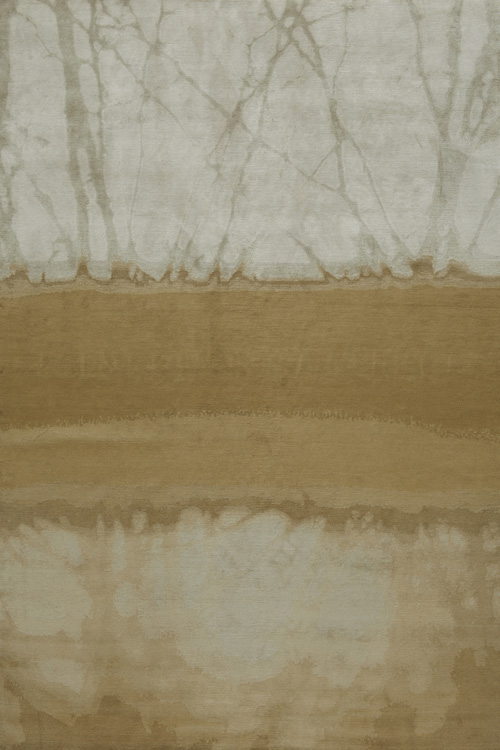 新中式灰黄色山水意境图案地毯贴图