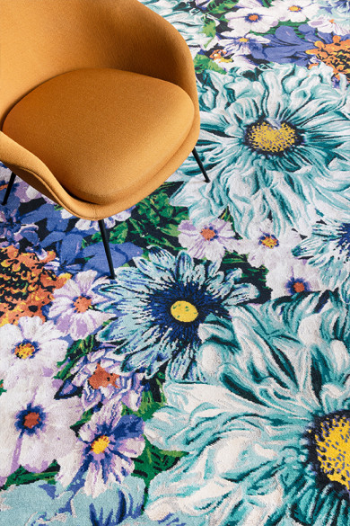 现代美式彩色植物花朵图案地毯贴图-高端定制