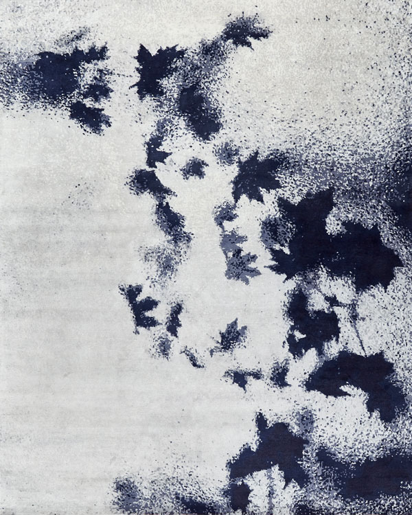 新中式深墨色枫叶图案地毯贴图
