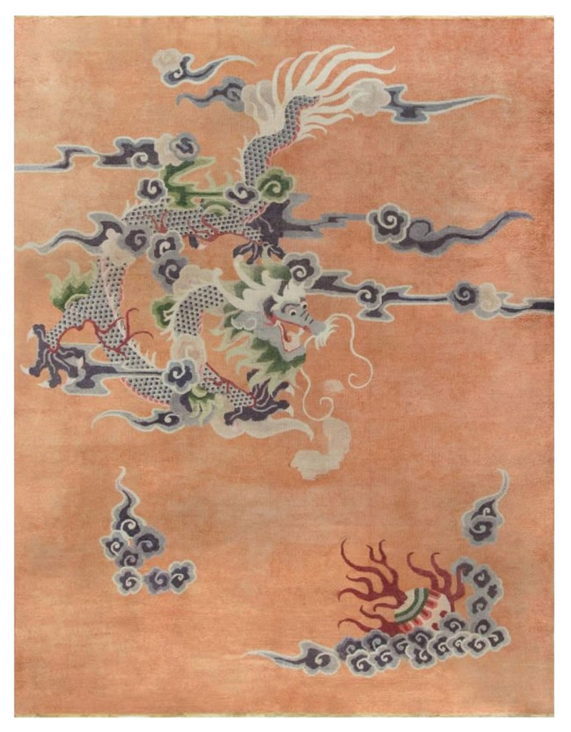 新中式古典飞龙图案地毯贴图
