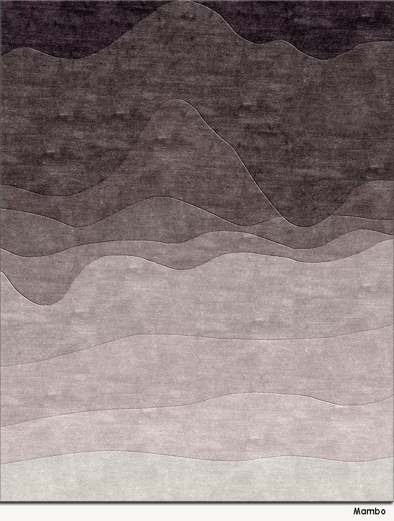 简约新中式红咖色山水图案地毯贴图