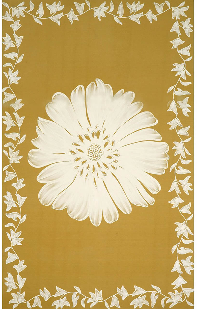 田园风橙黄白色简约花朵图案地毯贴图