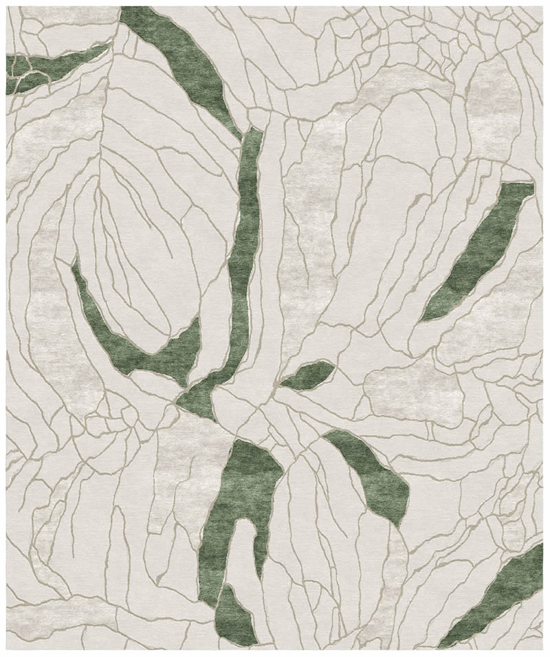 简约新中式暖咖色叶子图案地毯贴图