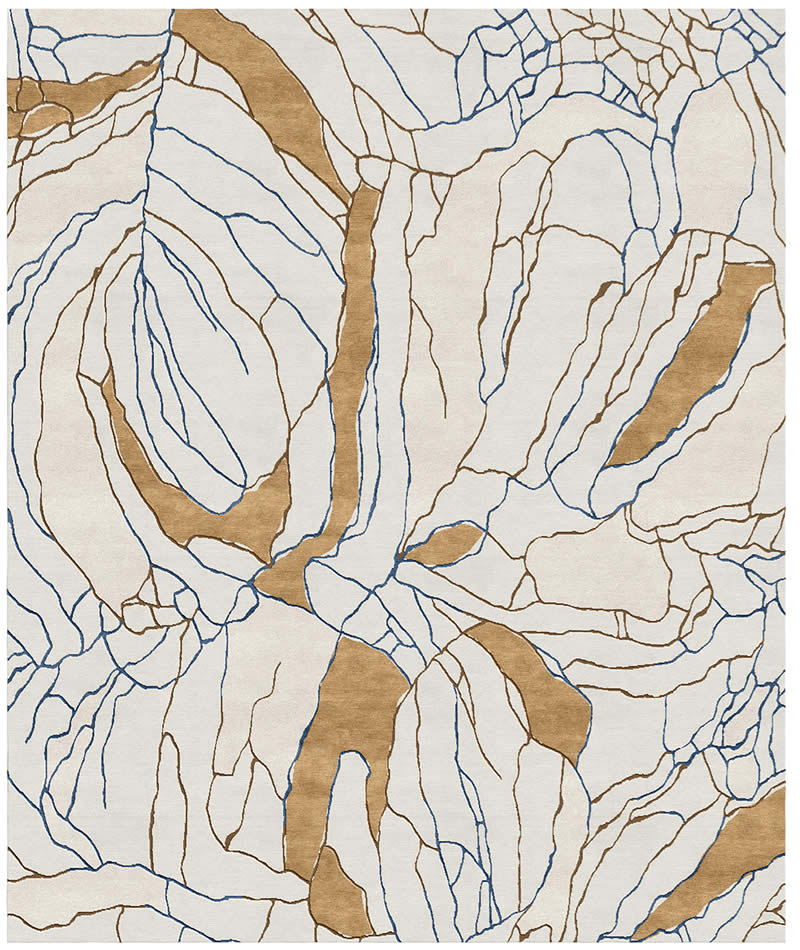 简约新中式咖黄色叶子图案地毯贴图
