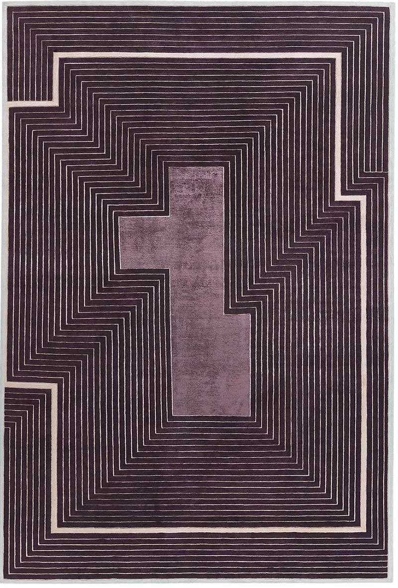 现代简约紫灰色几何纹理图案地毯贴图