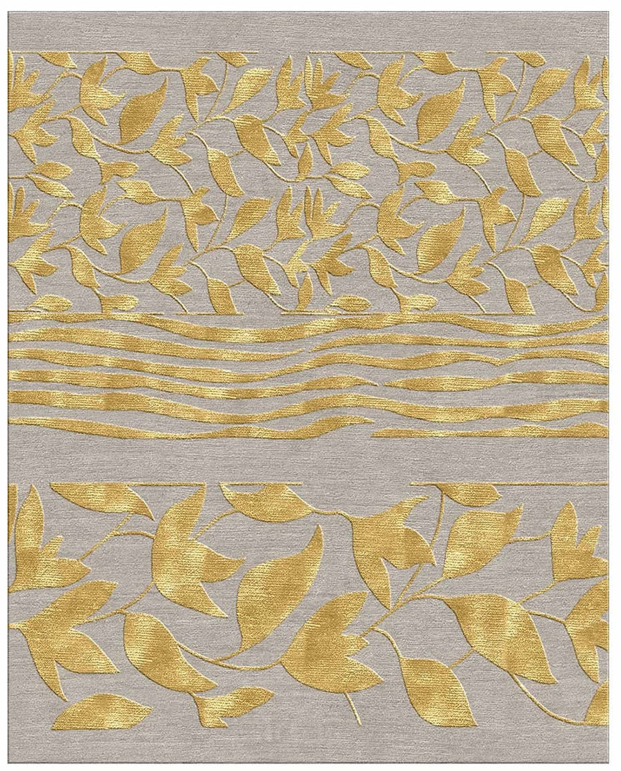 田园风格金色叶子纹理图案地毯贴图