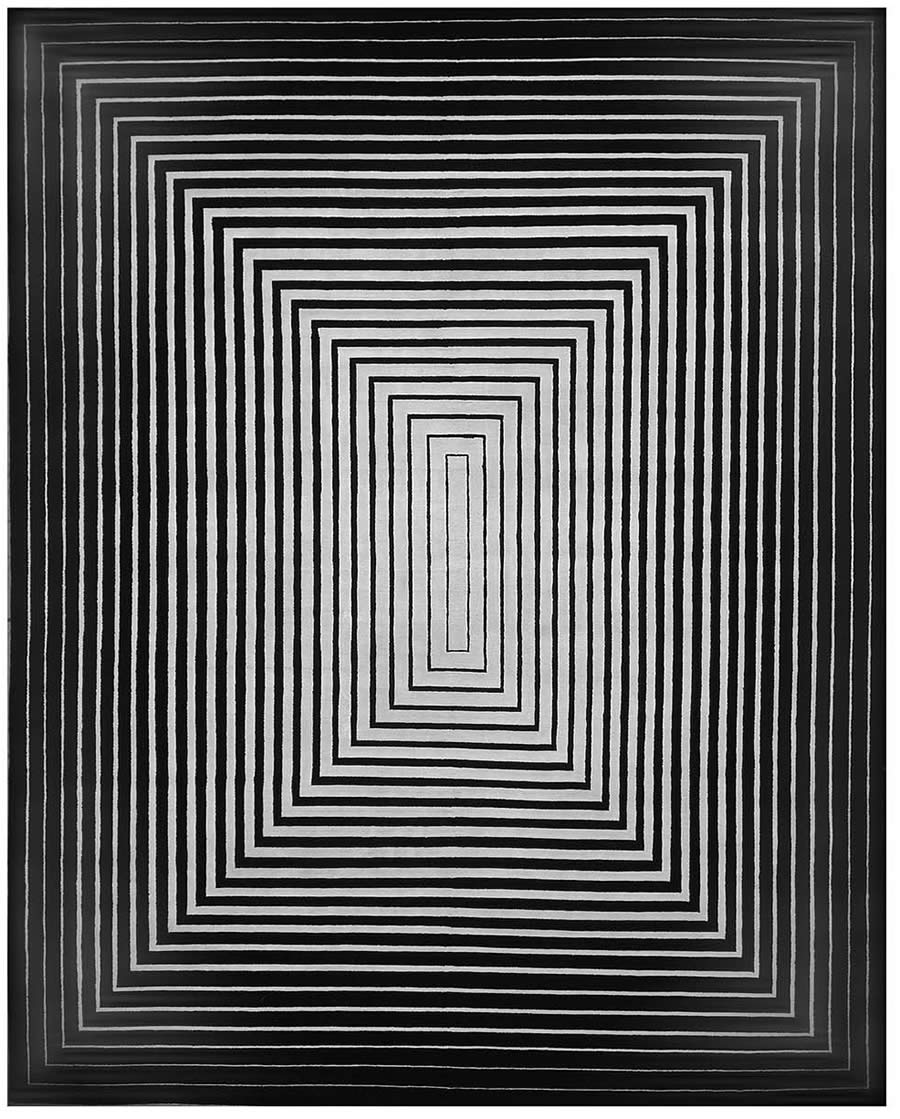 现代简约风黑白回字纹理图案地毯贴图