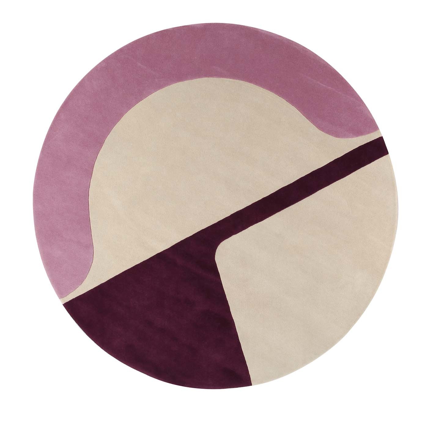 现代简约玫红粉色几何拼色图案圆形地毯贴图