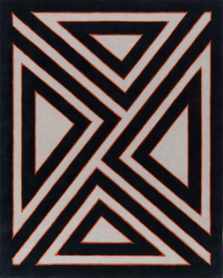 现代简约图黑白橘色几何三角形图案地毯贴图