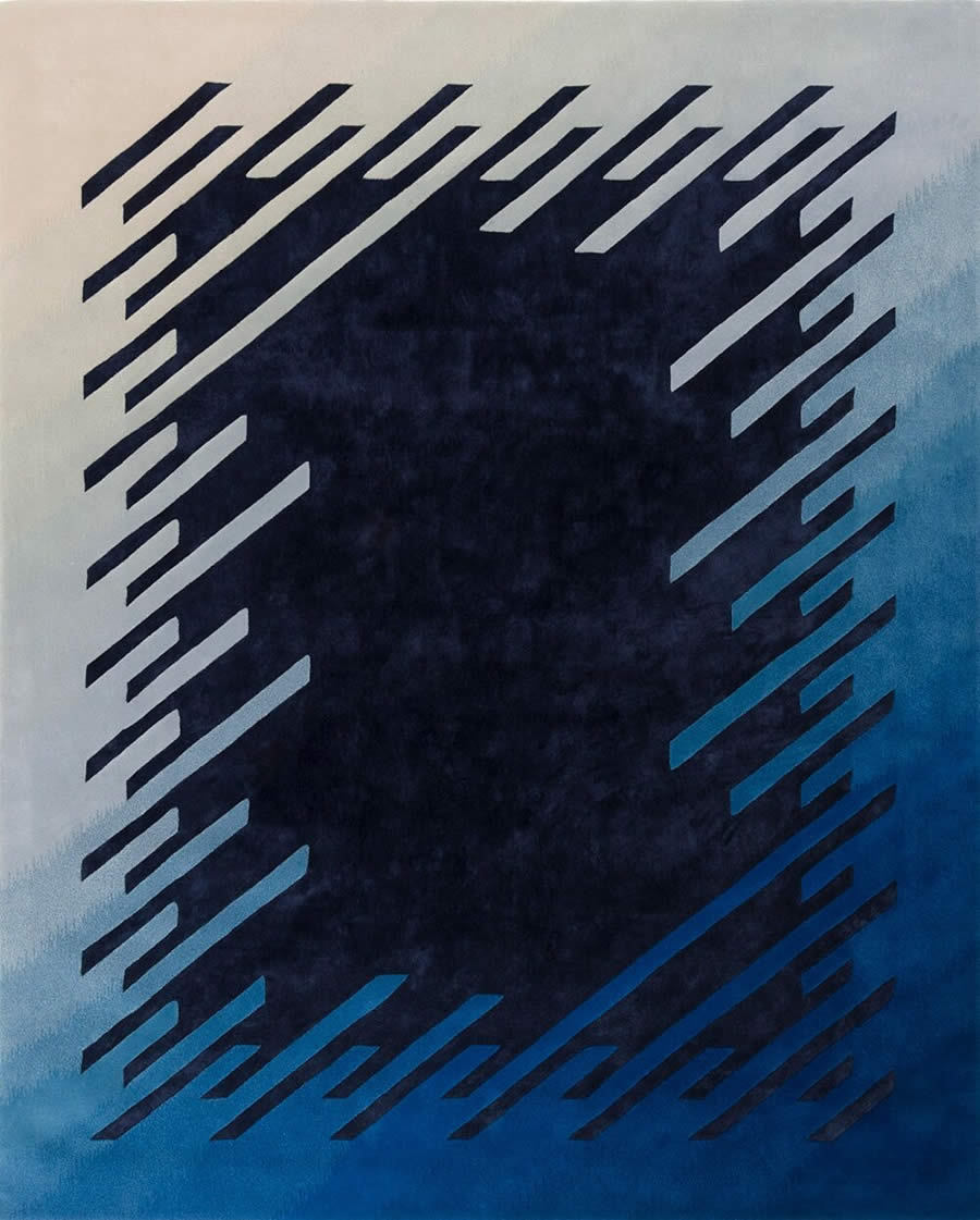 现代创意蓝色渐变几何图案地毯贴图