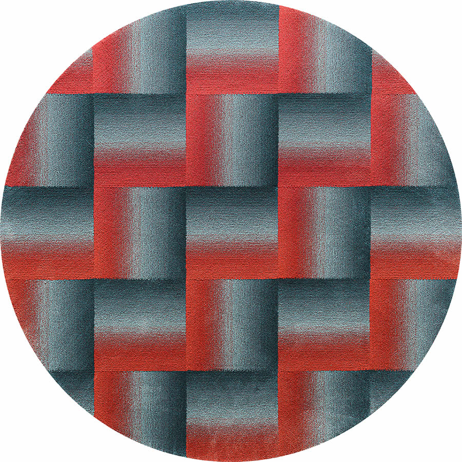 现代风格红灰色渐变几何图案圆形地毯贴图