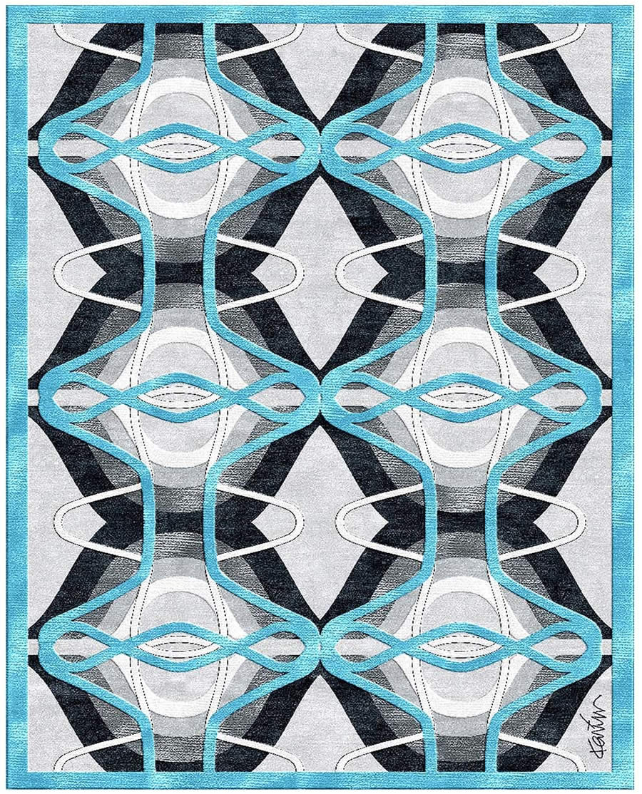 现代时尚蓝灰色几何纹理图案地毯贴图
