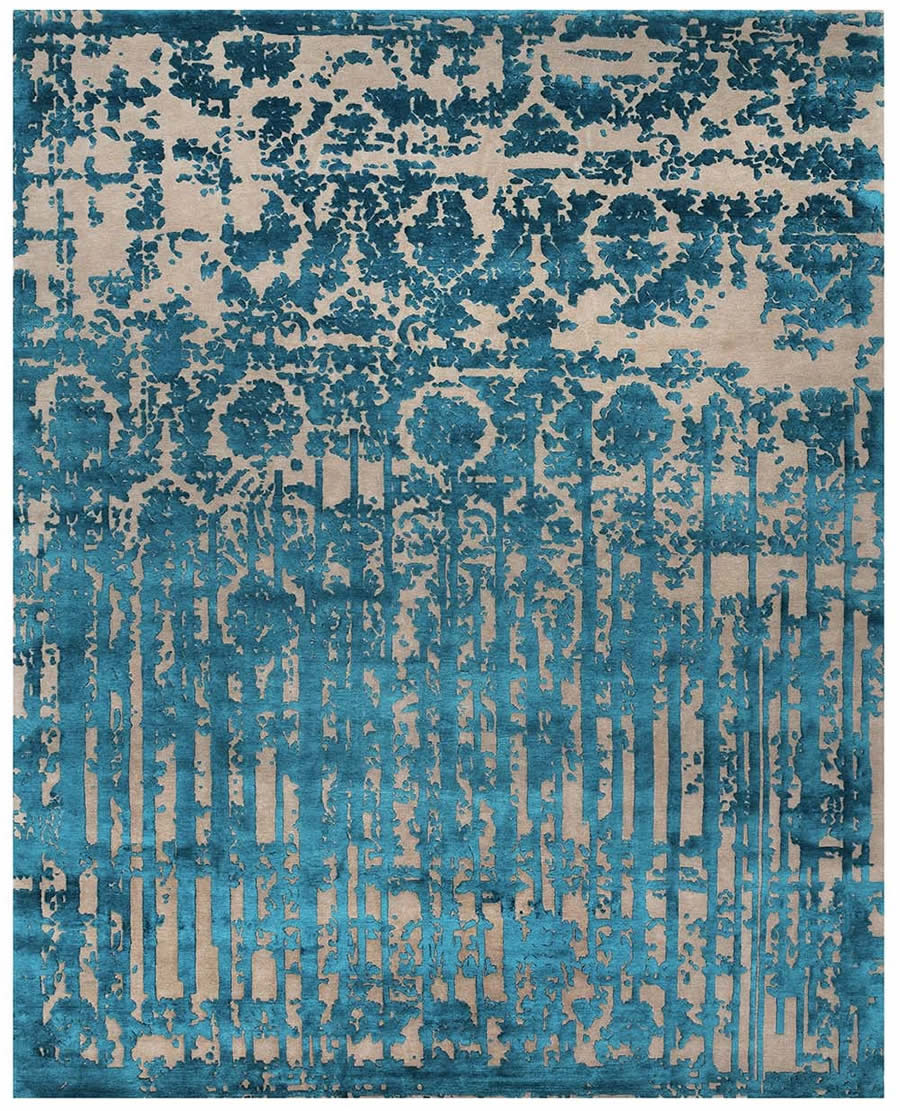美式风格青蓝色波斯纹理图案地毯贴图