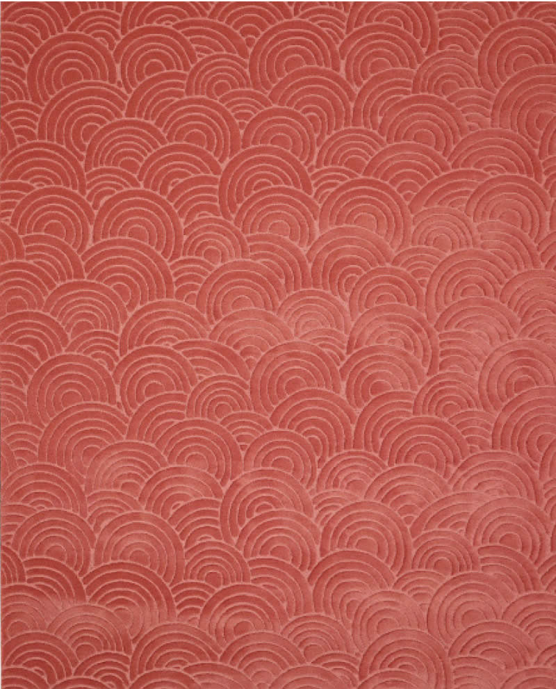 现代新中式砖红色意境海浪图案地毯贴图