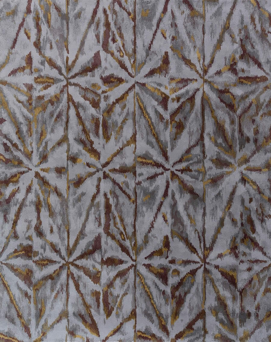 新中式咖黄灰色抽象图案地毯地毯贴图