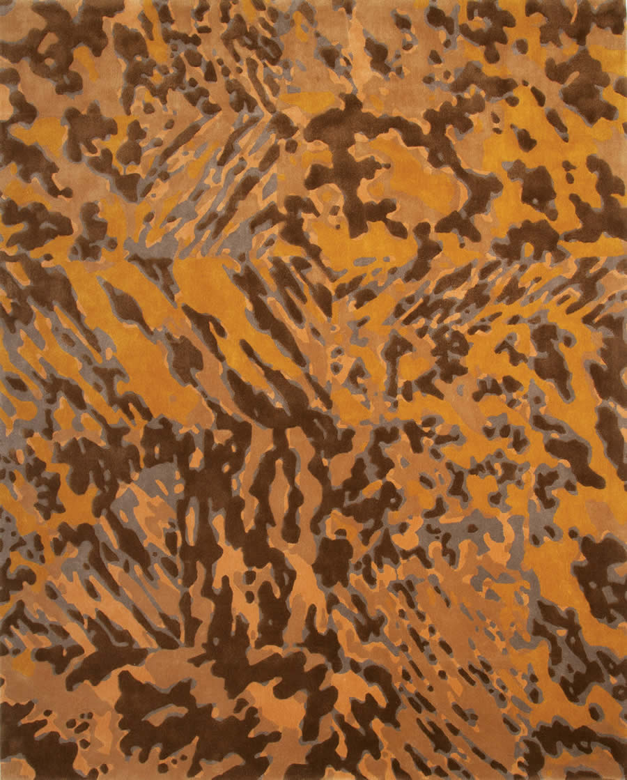 新中式金黄咖色抽象图案地毯贴图