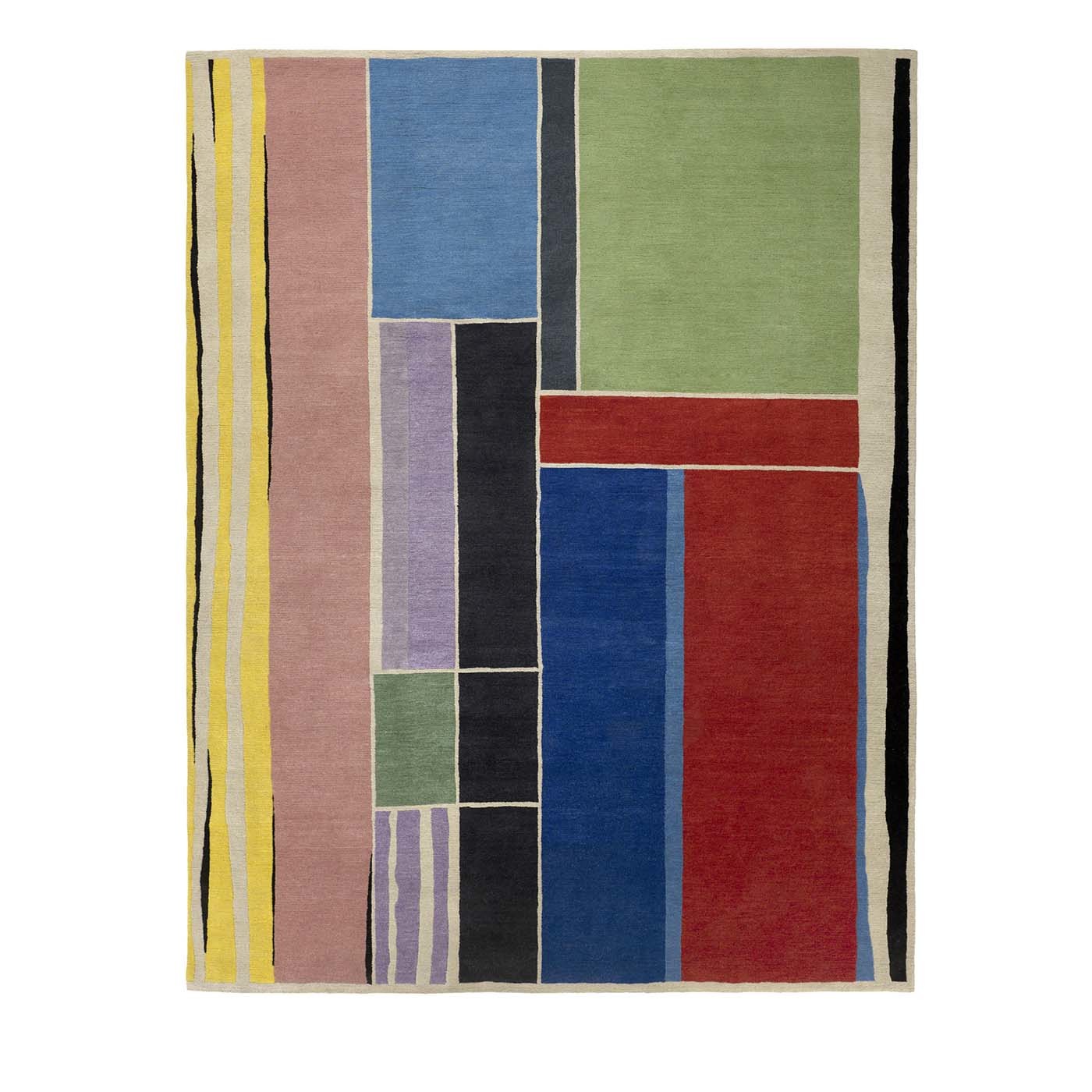 现代简约次彩色几何拼接图案地毯贴图