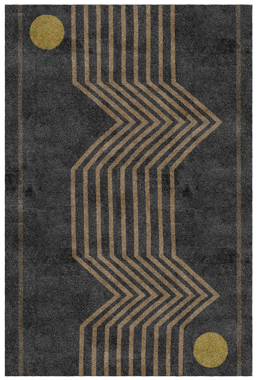 新中式金黑色简单图案地毯贴图