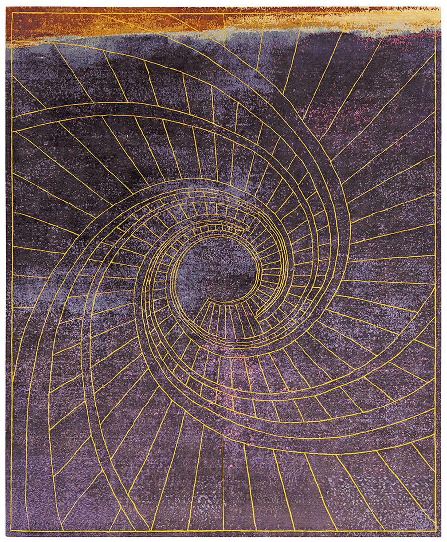 现代美式紫金色螺旋楼梯图案地毯贴图